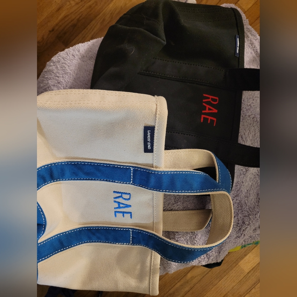 Lands' End Mini Bags - Black and Cream with Blue Accents